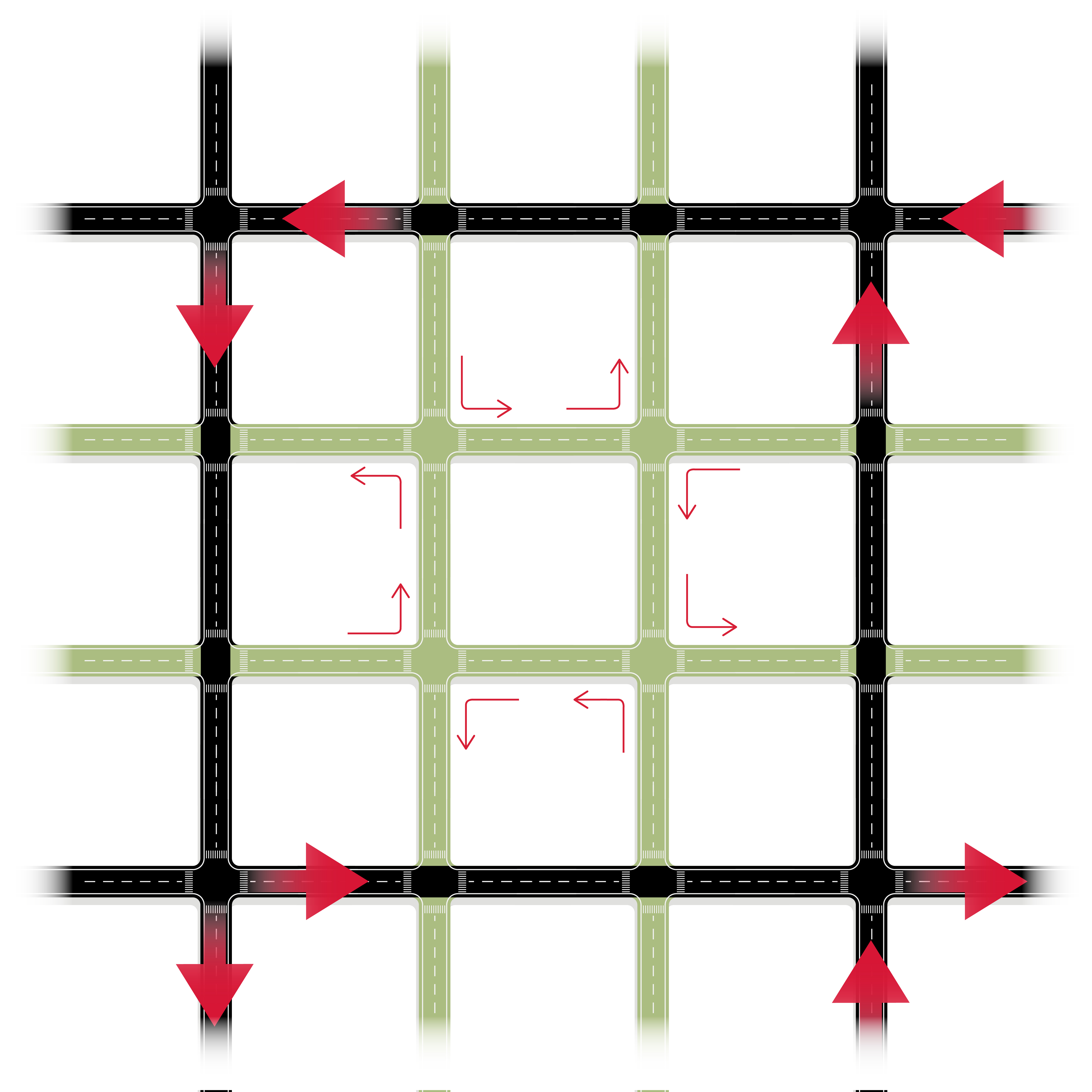 Superblock vehicle traffic.