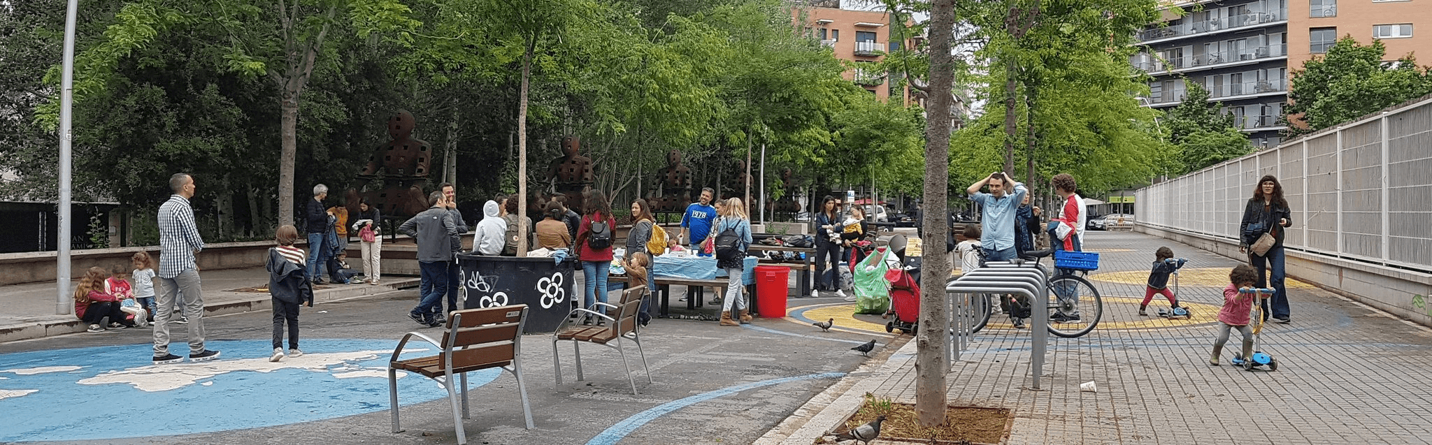 People using redesigned streetscapes in Barcelona.