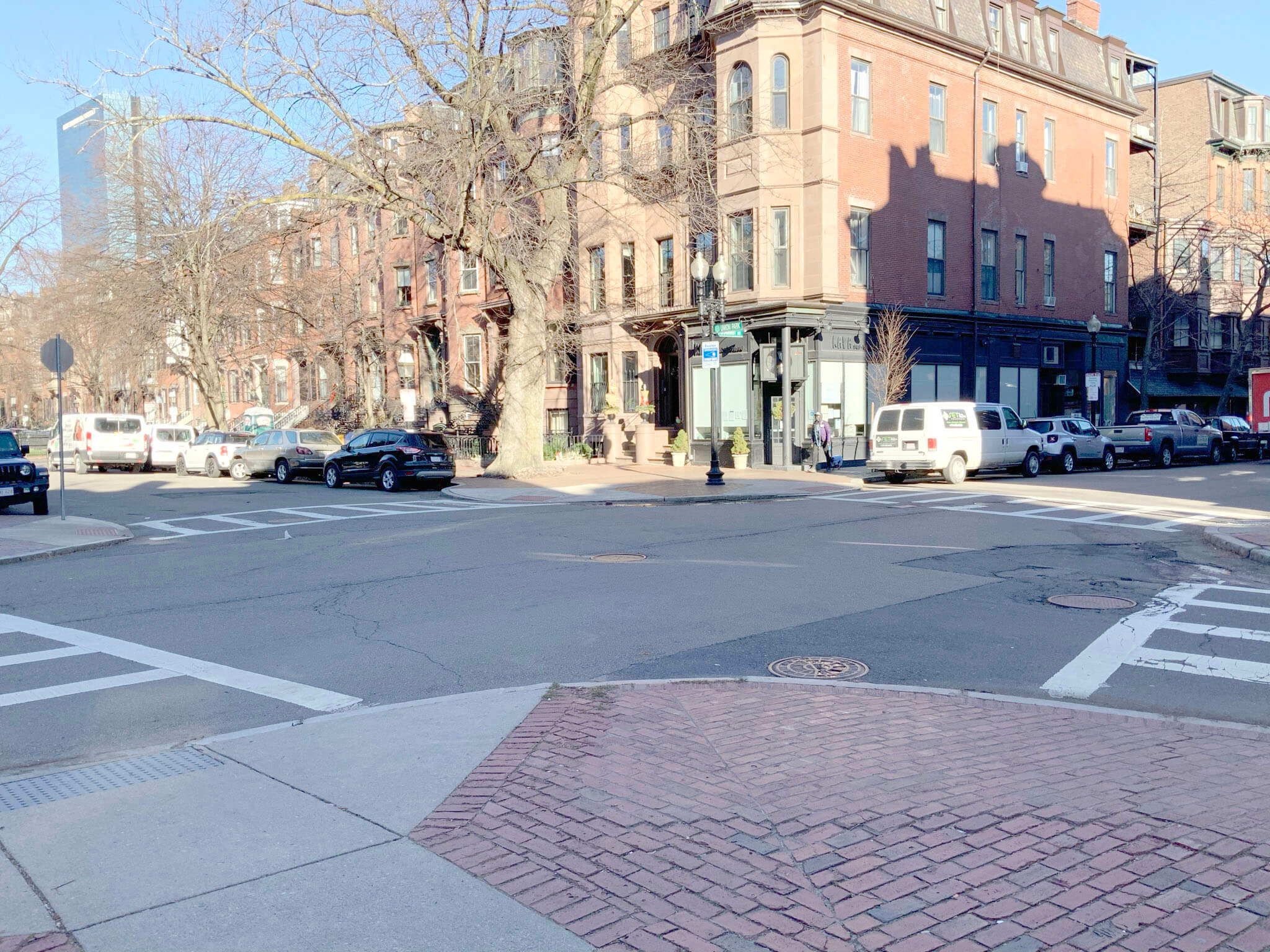 A section of Shawmut Street now and as it might look in a superblock, as rendered by Copley Wolff Design Group.