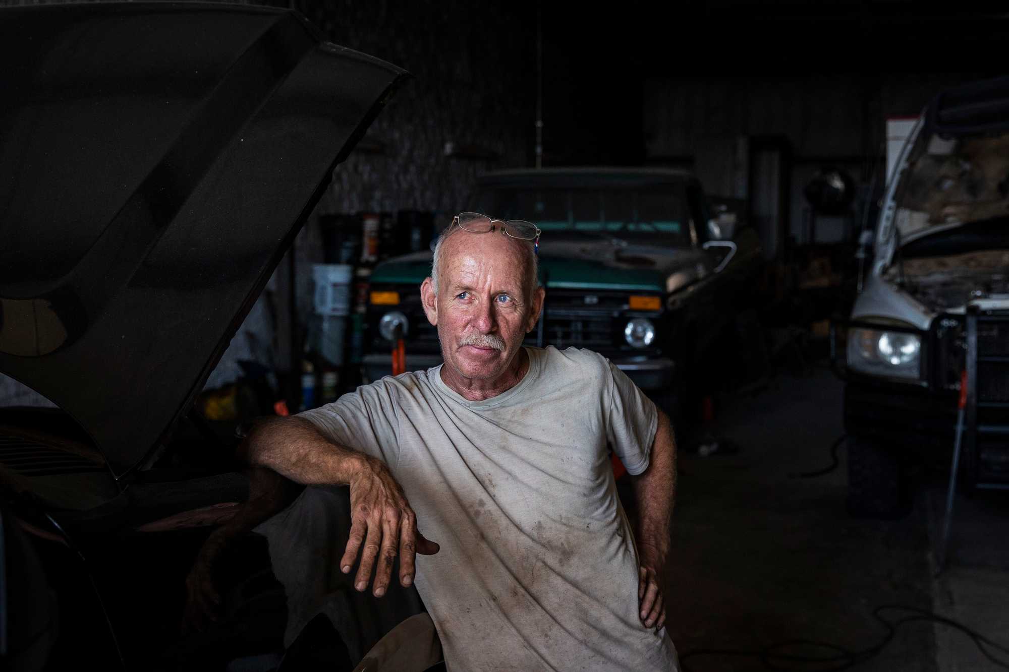William Jackson works as a mechanic in a garage that also serves as a local gathering spot. 

