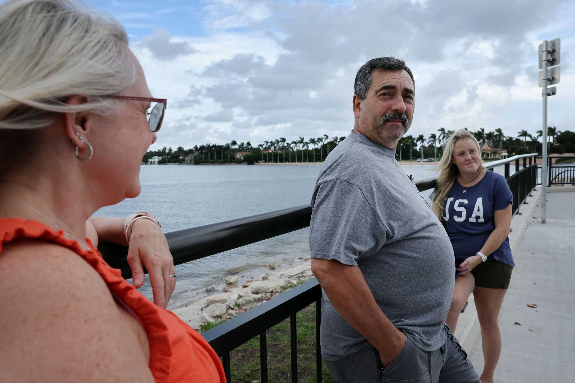 Mike Jacobs (center), his wife, Michelle (left), and her daughter, Christina Francis, checked out Mar-a-Lago while in Palm Beach in September.