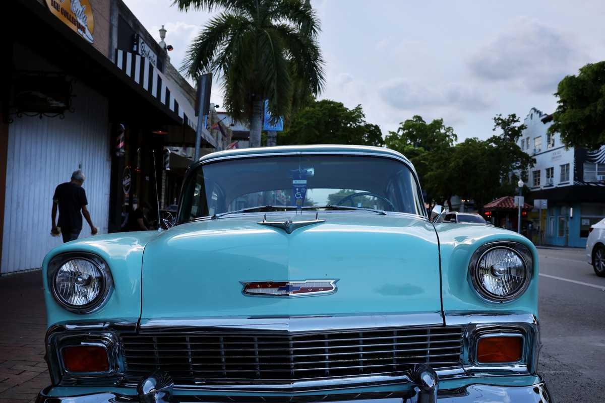 A Chevrolet Bel Air parked in the Little Havana neighborhood.