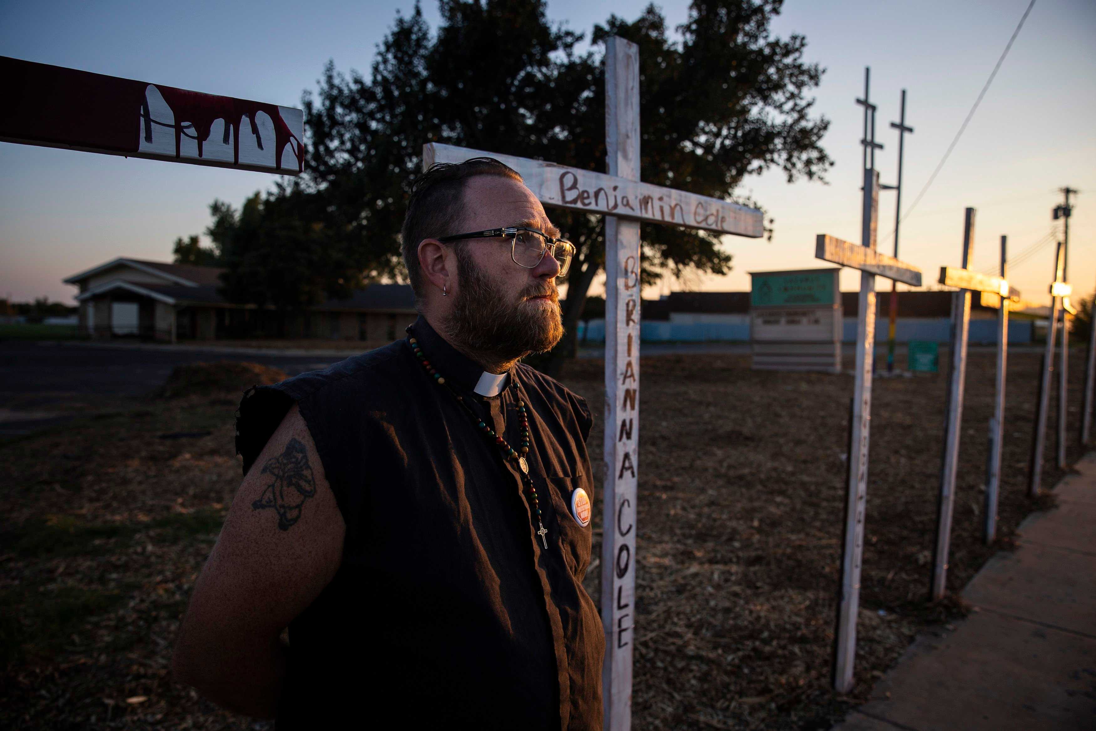The Rev. Bo Ireland erected 25 wooden crosses in front of his Oklahoma City church to protest the state's plan to execute 25 death row prisoners before the end of 2024.