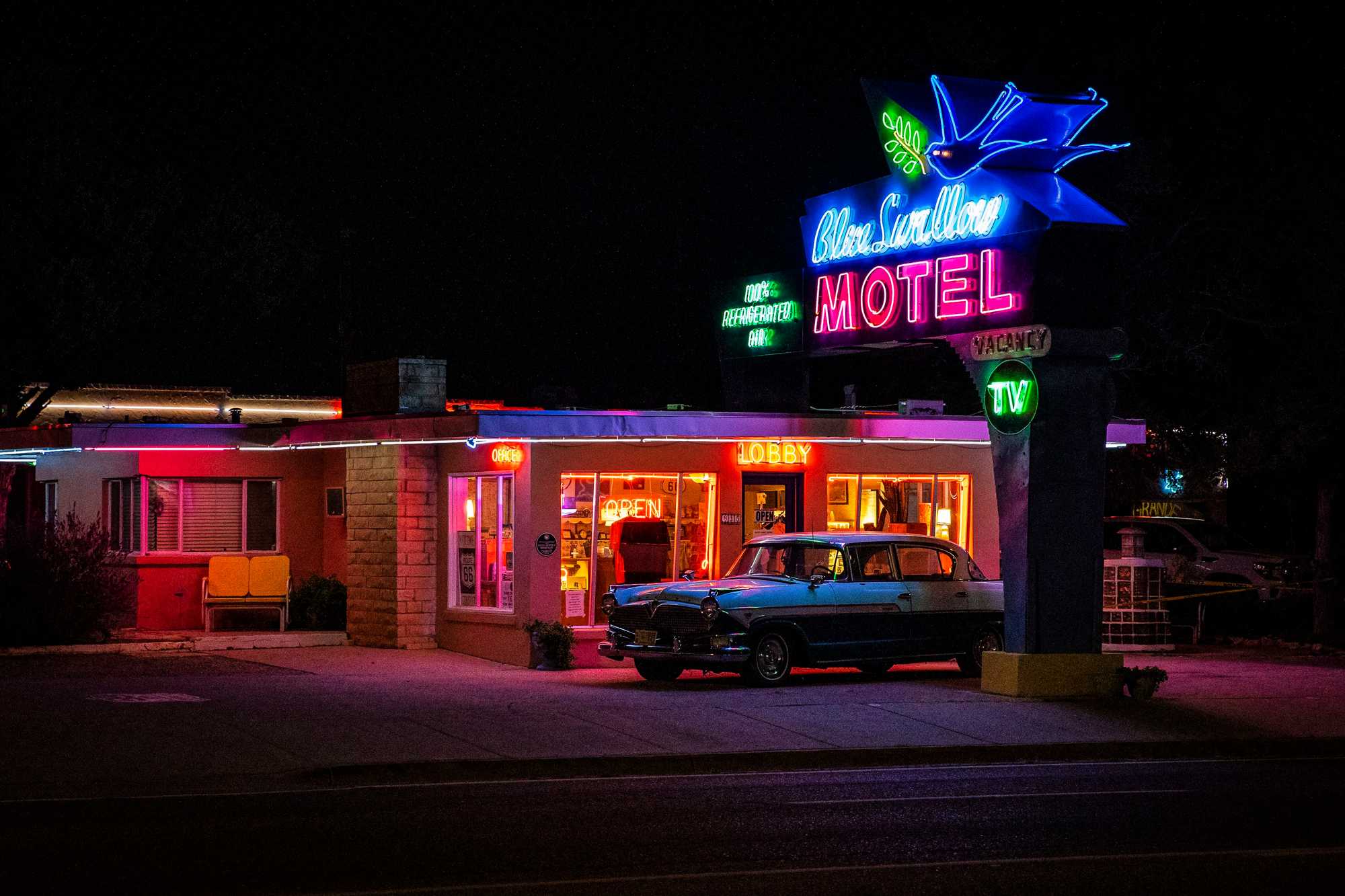 The Blue Swallow Motel along the iconic Route 66 in Tucumcari, N.M. 