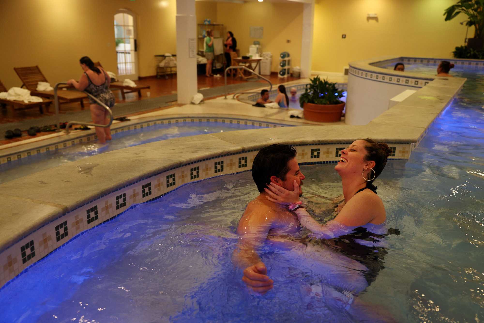 Brandon Fears and Grace Hutchison soaked at the Quapaw Baths & Spa.