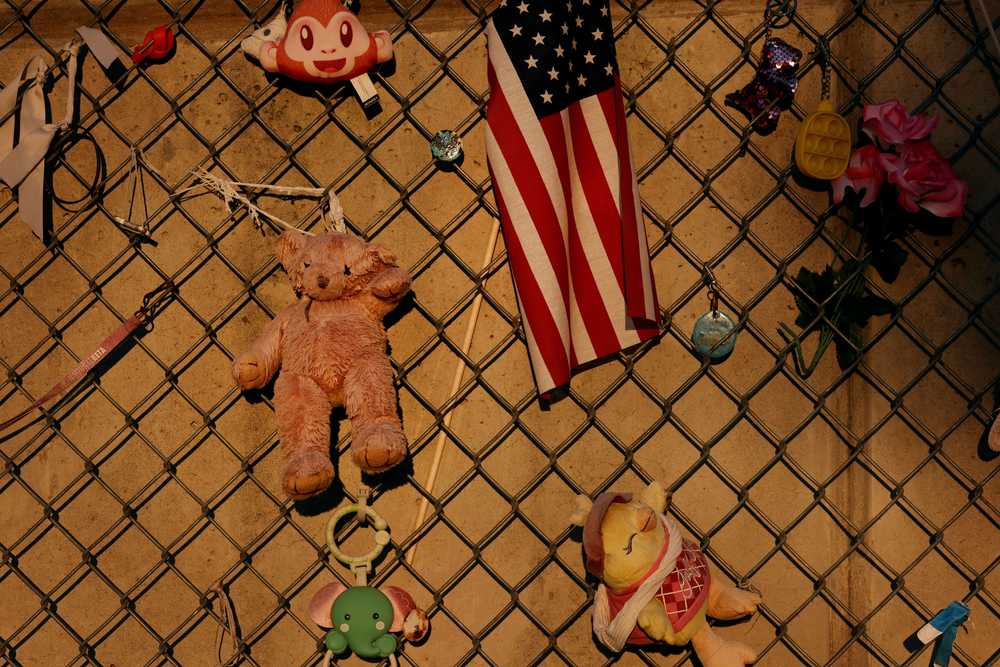 Toys and mementos hang on a small section of fence at the Oklahoma City National Memorial, dedicated to those affected by the 1995 bombing of the Alfred P. Murrah Federal Building.