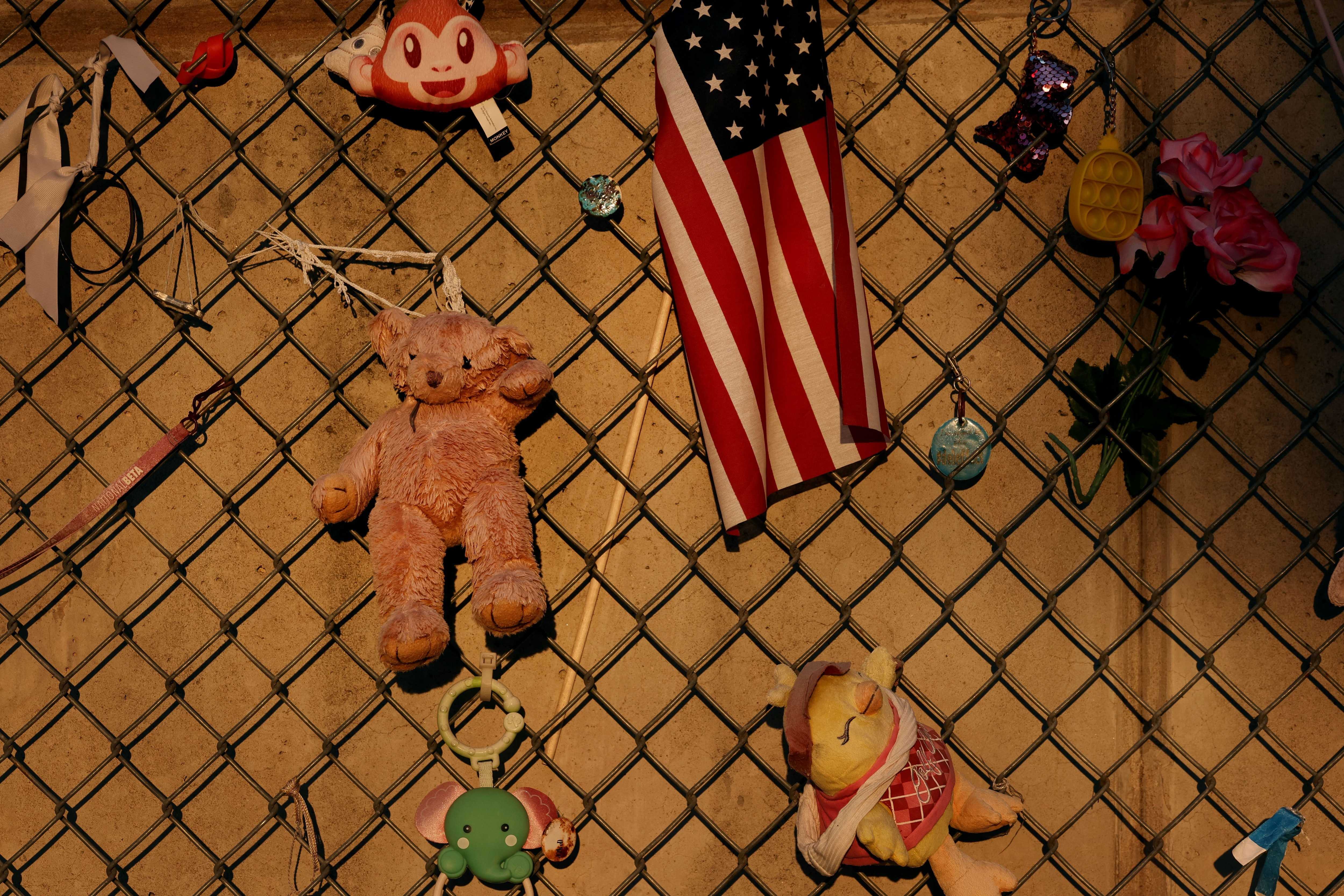 Toys and mementos hang on a small section of fence at the Oklahoma City National Memorial, dedicated to those affected by the 1995 bombing of the Alfred P. Murrah Federal Building.