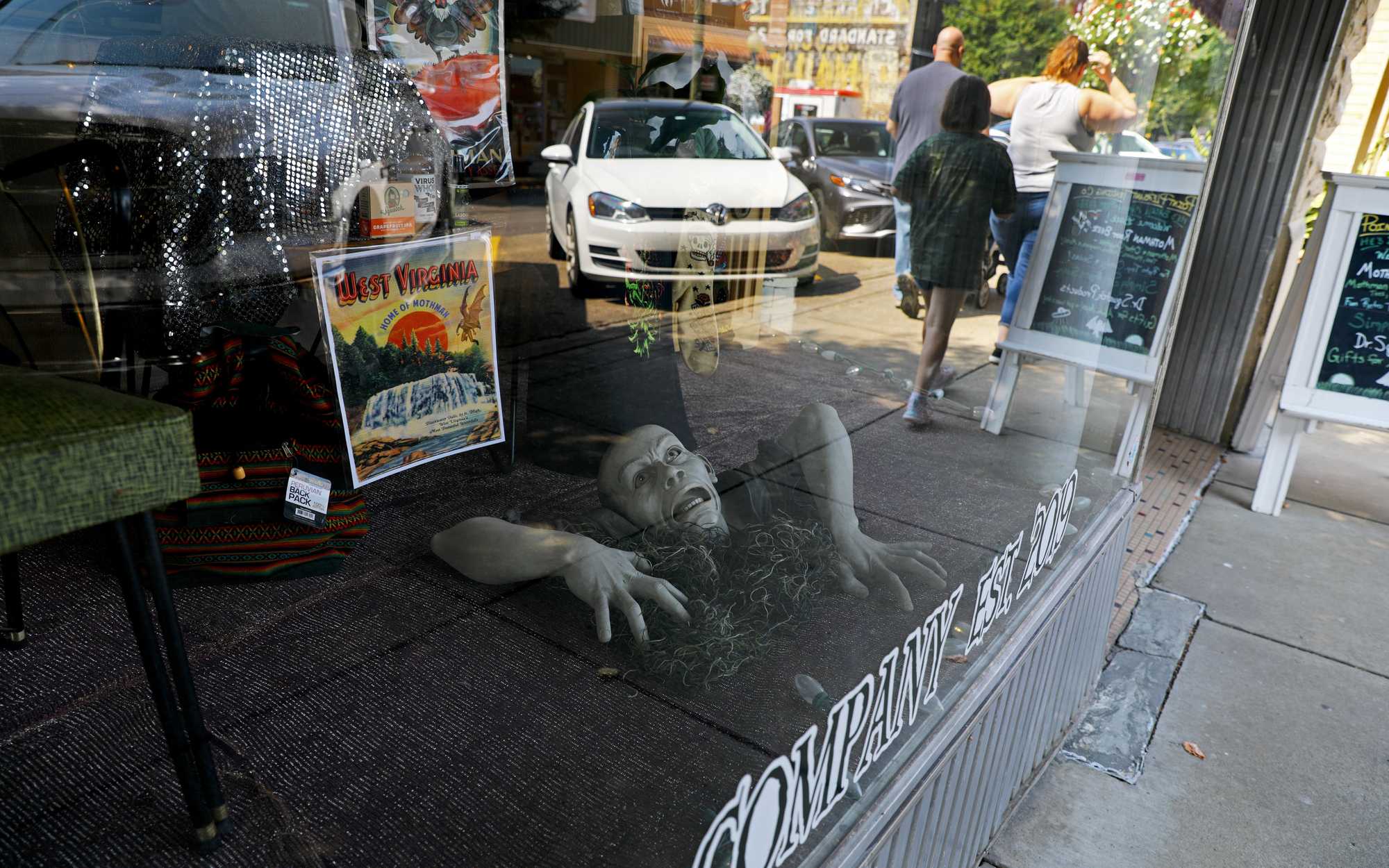 A window display at the Pleasant Trading Co. in Point Pleasant, W. Va.