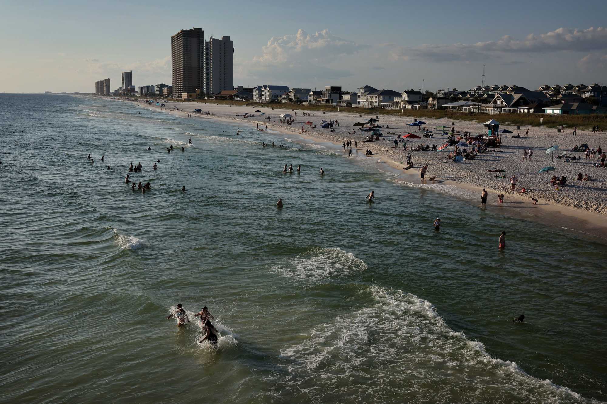 Visitors took to the Gulf of Mexico in Panama City Beach, Fla. 