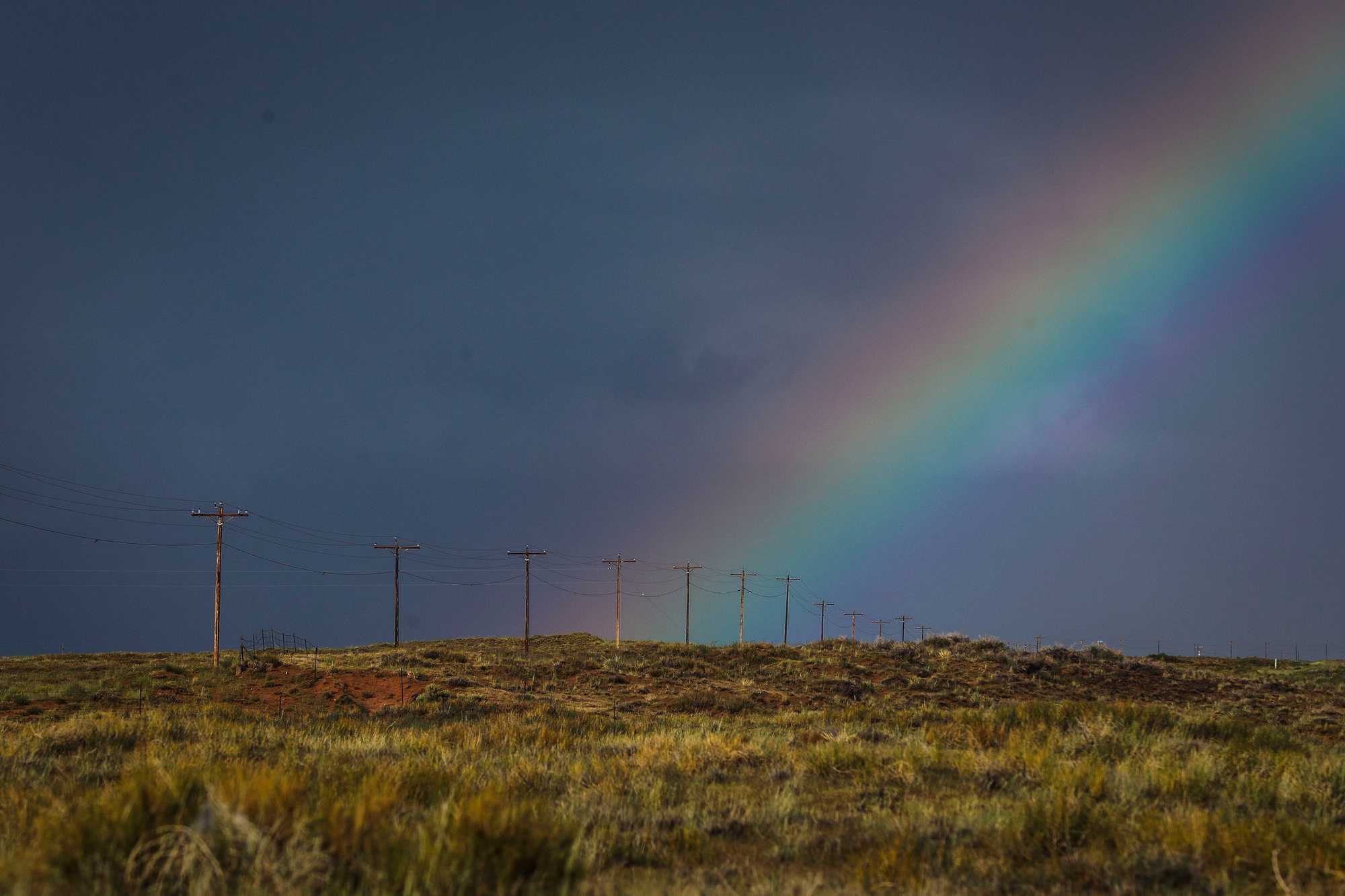  A rainbow stretched to the ground after a storm in New Mexico. 