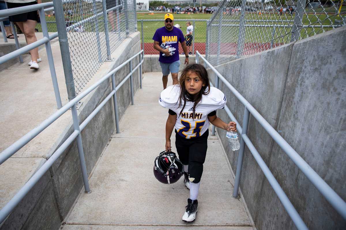 Callie John Calvert walked off the field after the game.