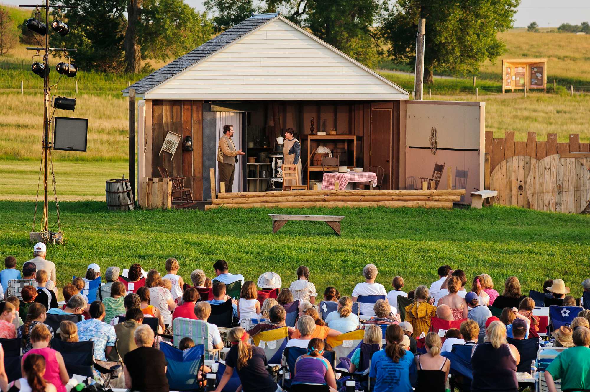 A large crowd watched actors perform in the 2011 Laura Ingalls Wilder Pageant.