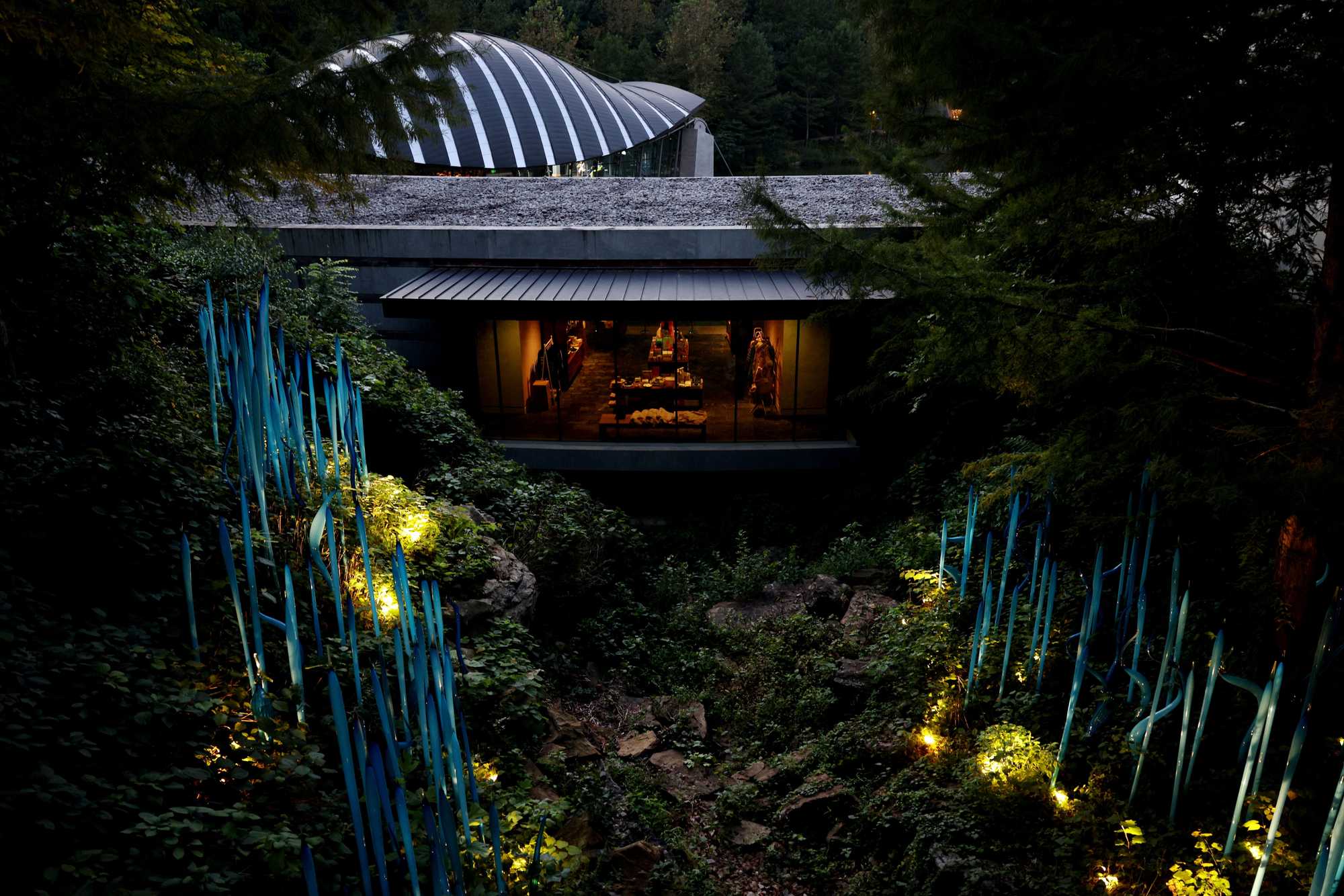 Crystal Bridges Museum of American Art is built into a ravine in the Ozarks foothills. 