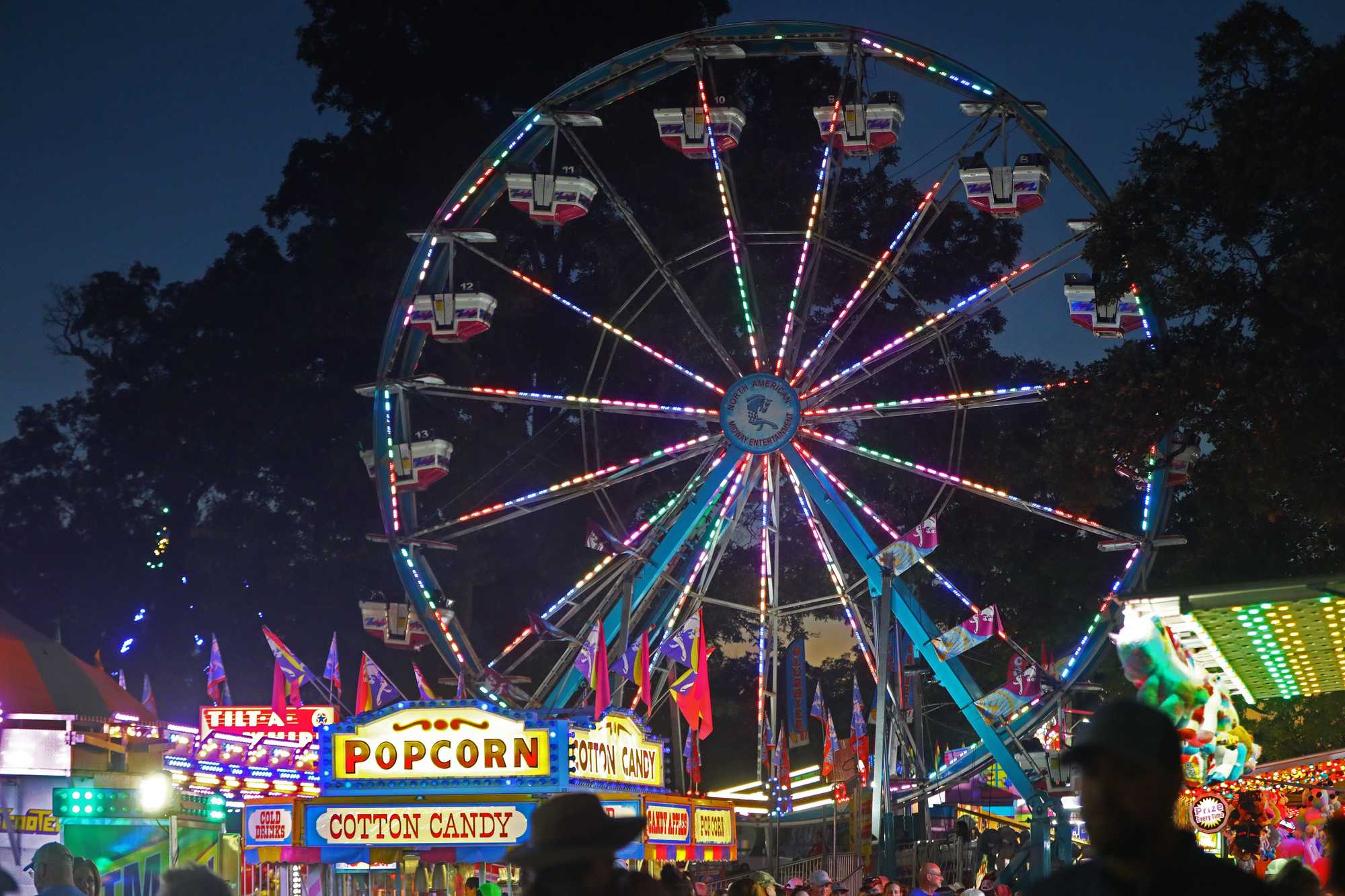 People flocked to the fair in Sandwich, Ill., on a Thursday night in September.  

