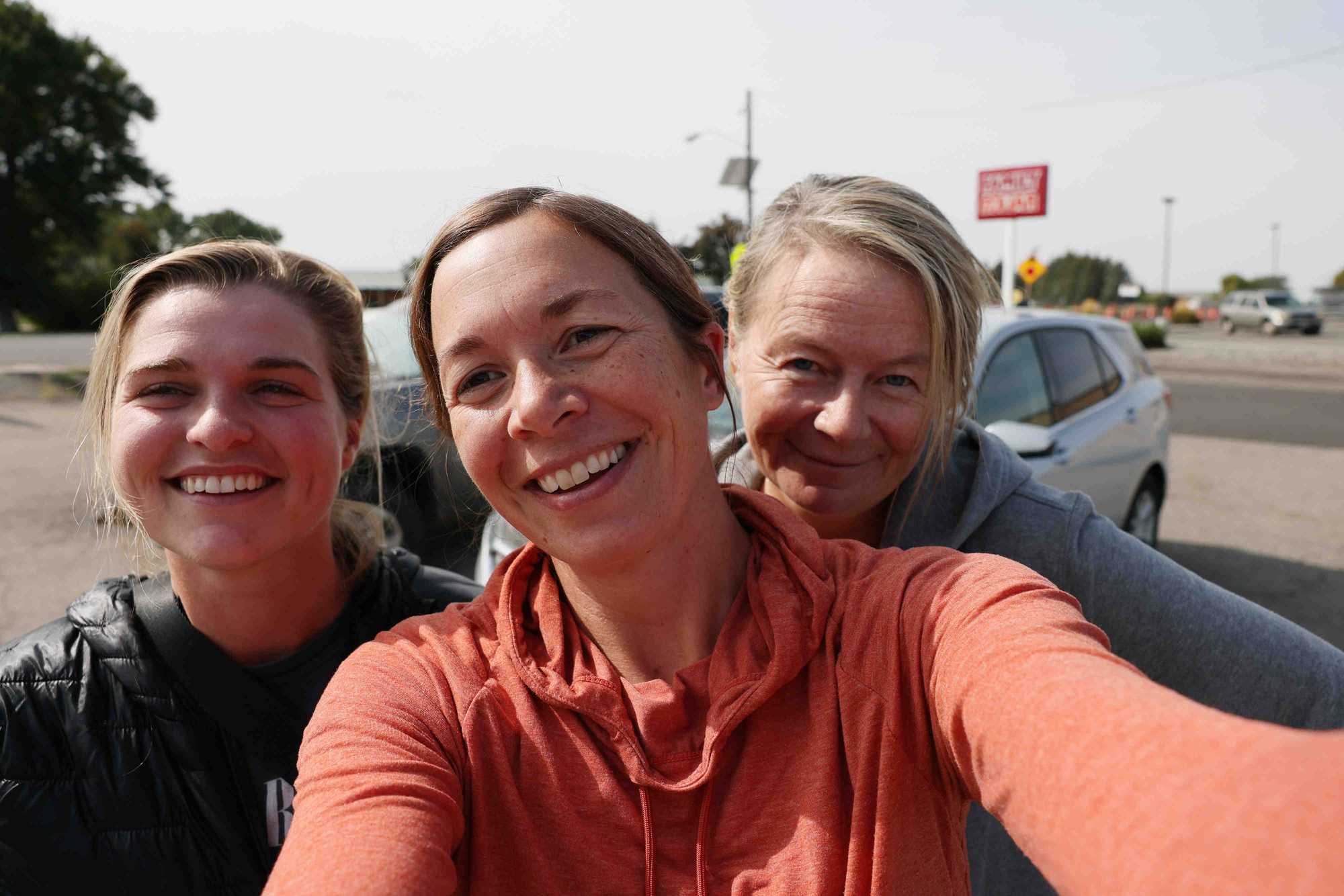 From left to right: Globe staffers Hanna Krueger, Jessica Rinaldi, and Jenna Russell on the road in Idaho. 