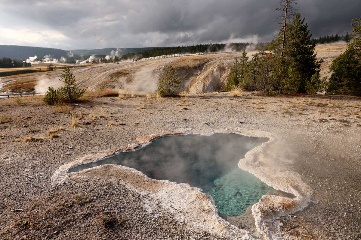 Geothermal activity could be seen in the Upper Geyser Basin inside Yellowstone National Park.