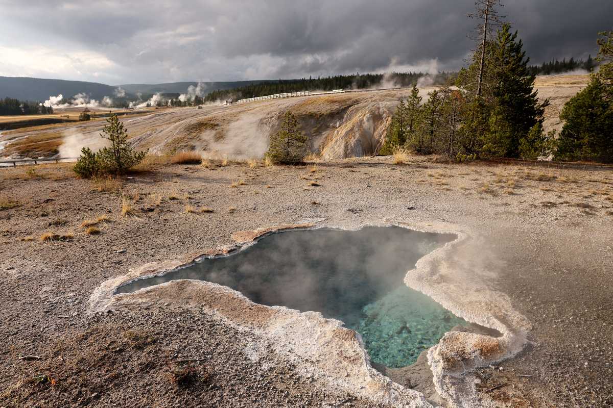 Geothermal activity could be seen in the Upper Geyser Basin inside Yellowstone National Park.  