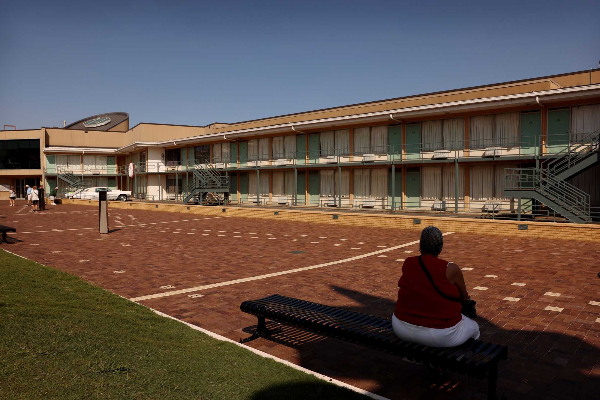 Eddie Gunn sat outside the  Lorraine Motel in Memphis, TN on Sept. 14. Gunn was sixteen when Martin Luther King Jr. was killed, “It was a very emotional time. I lived this. I don’t want to live it again.” Gunn was on a trip with the Ladies In Red. 