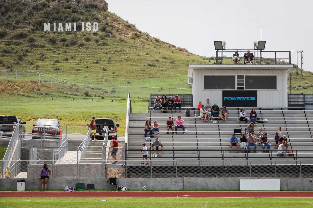 The community watched the 5th grade football game in Miami, Texas.