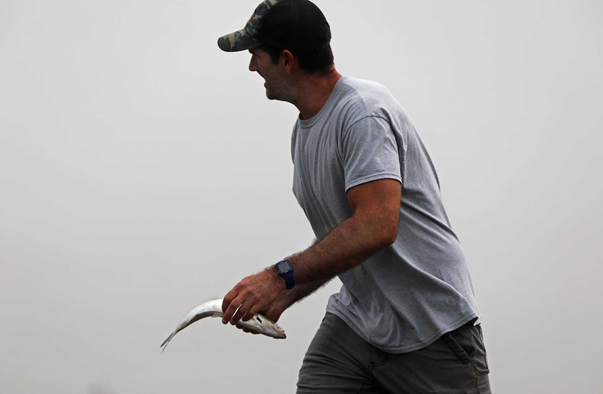 Jonathan Mullins of South Webster, Ohio, caught a skipjack on the calm side of the Robert C. Byrd Locks and Dam.