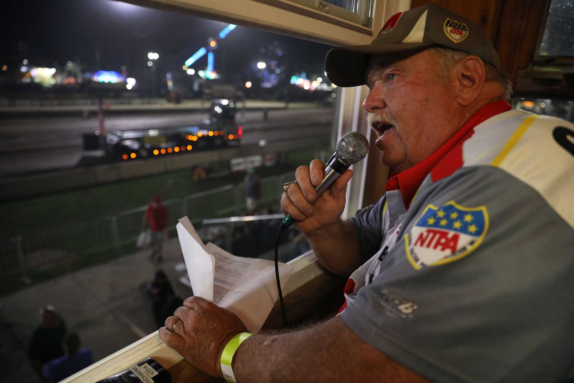 Larry Richwine, of Brownsburg, Ind., is in his 29th season as an announcer at the fair. 