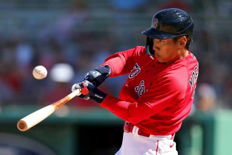 FORT MYERS, FLORIDA - FEBRUARY 27: Masataka Yoshida #7 of the Boston Red Sox at bat against the Minnesota Twins during the first inning at JetBlue Park at Fenway South on February 27, 2023 in Fort Myers, Florida. (Photo by Megan Briggs/Getty Images)