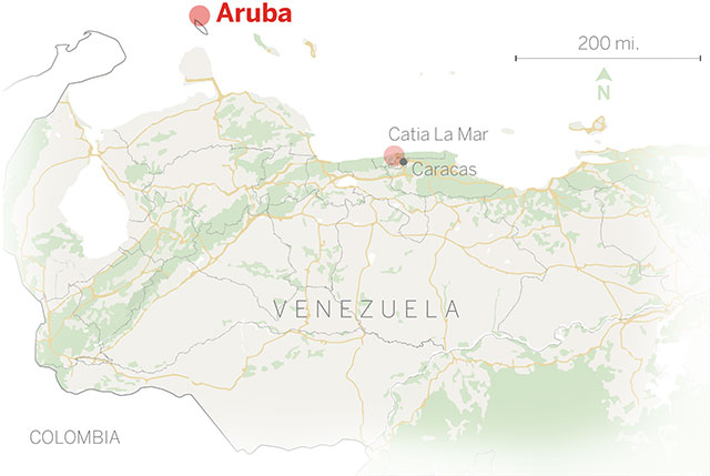 A locator map of Aruba